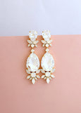 Statement Bridal Earrings, White Opal Chandelier Bridal Earrings