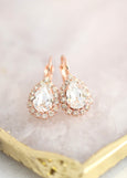 Bridal Earrings, Clear Crystal Drop, Teardrop Bridal  Earrings