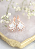 Bridal Earrings, Clear Crystal Drop, Teardrop Bridal  Earrings