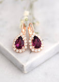 Purple Drop Earrings, Bridal Purple Earrings, Purple Bridal Earrings