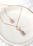 Back Necklace, Bridal Backdrop Necklace, Dusty Blue Necklace