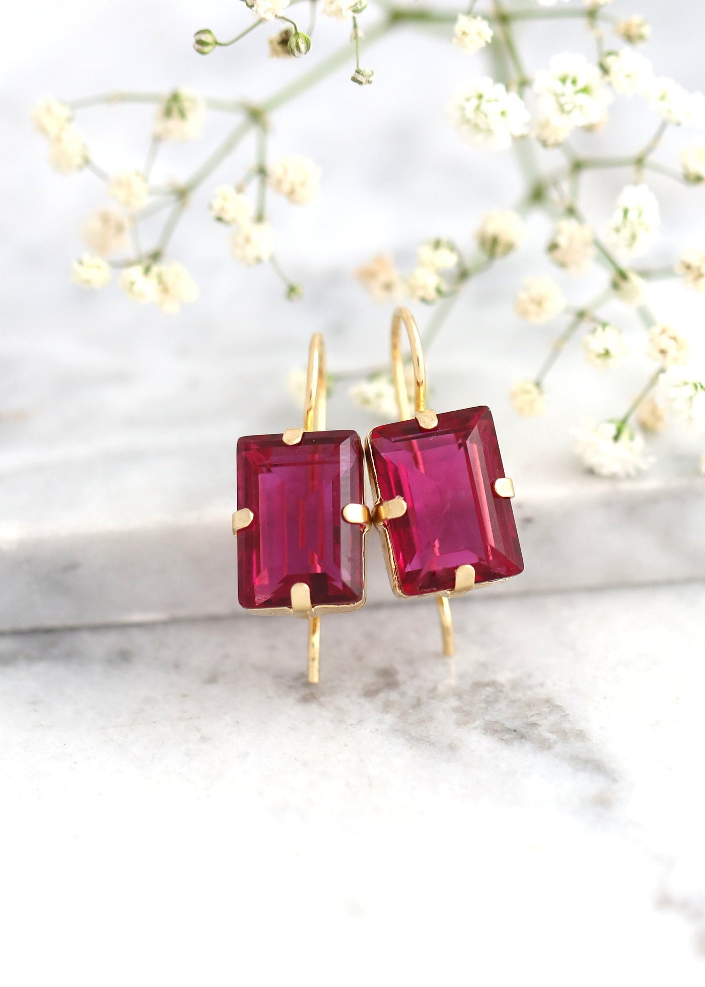 Pink Earrings, Fuchsia Pink Earrings, Dark Fuchsia Drop Earrings