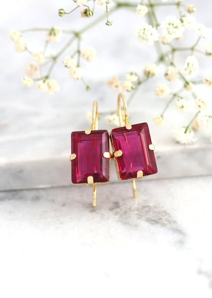 Pink Earrings, Fuchsia Pink Earrings, Dark Fuchsia Drop Earrings