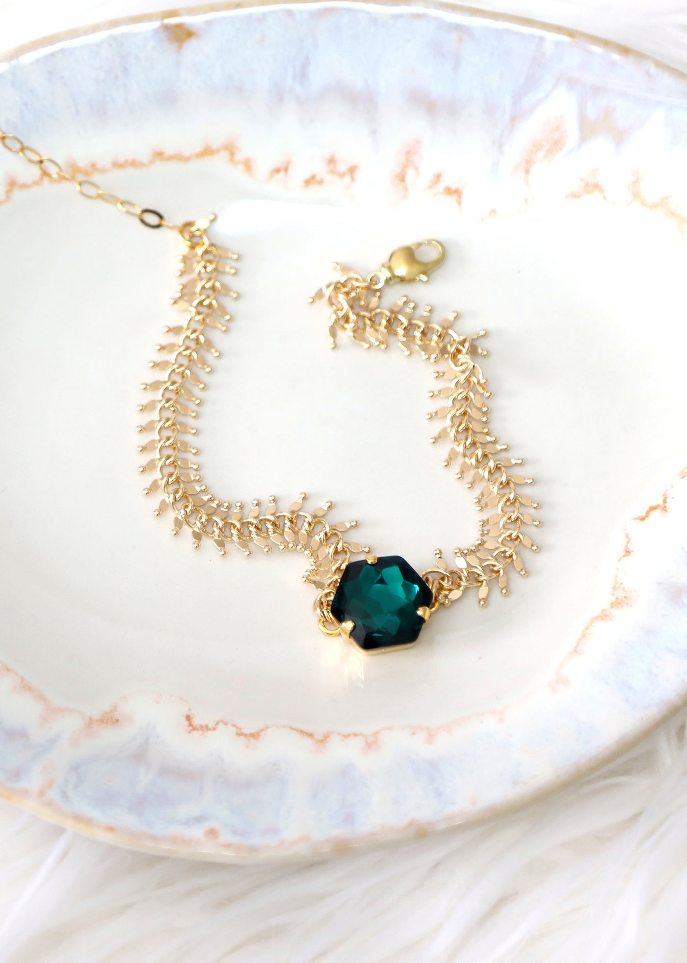 Emerald Green Bracelet, Bridal Emerald Crystal Bracelet