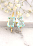Aquamarine Earrings, Aquamarine Drop Earrings, Bridal Blue Drop Earrings, Emerald cut Crystal Earrings, Bridesmaids Earrings, Gift For Her