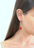 Red Drop Earrings, Ruby Red Dangle Crystal Earrings