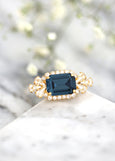 Blue Navy Cocktail Ring, Sapphire Swarovski Crystal Cocktail Ring