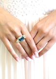 Blue Navy Cocktail Ring, Sapphire Swarovski Crystal Cocktail Ring