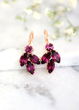 Purple Earrings, Amethyst Drop Earrings, Bridal Purple Crystal Earring