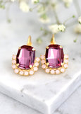 Antique Pink Purple Drop Earrings, Bridal Purple Earrings