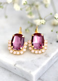 Antique Pink Purple Drop Earrings, Bridal Purple Earrings