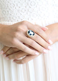 Blue Navy Statement Cocktail Ring, Sapphire Swarovski Crystal Ring
