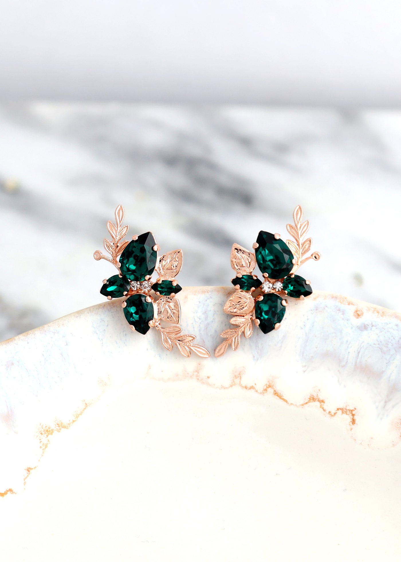 Bridal Emerald Earrings, Climbing Emerald Green Earrings