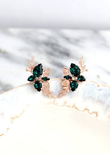 Bridal Emerald Earrings, Climbing Emerald Green Earrings