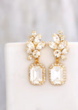 Bridal Chandelier, Bridal Emerald Cut Earrings