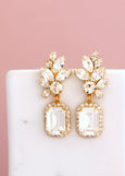 Bridal Chandelier, Bridal Emerald Cut Earrings