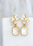 Bridal Chandelier, Bridal Emerald Cut Earrings