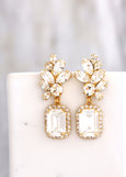 Bridal Chandelier, Bridal Emerald Cut Earrings