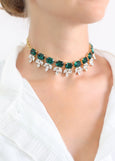 Emerald Necklace, Bridal Emerald Necklace, Bridal Crystal Green Necklace, Bridal Statement Emerald Necklace, Crystal Choker Necklace