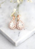 Bridal Earrings, Clear Crystal Drop, Teardrop Bridal  Earrings