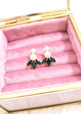 Emerald Earrings, Bridal Emerald Pearl Earrings, Green Stud Earring