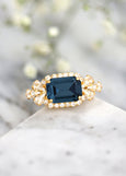 Blue Navy Cocktail Ring, Sapphire Swarovski Crystal Cocktail Ring