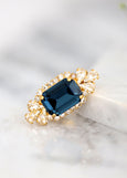 Blue Navy Cocktail Ring, Sapphire Swarovski Crystal Cocktail Ring