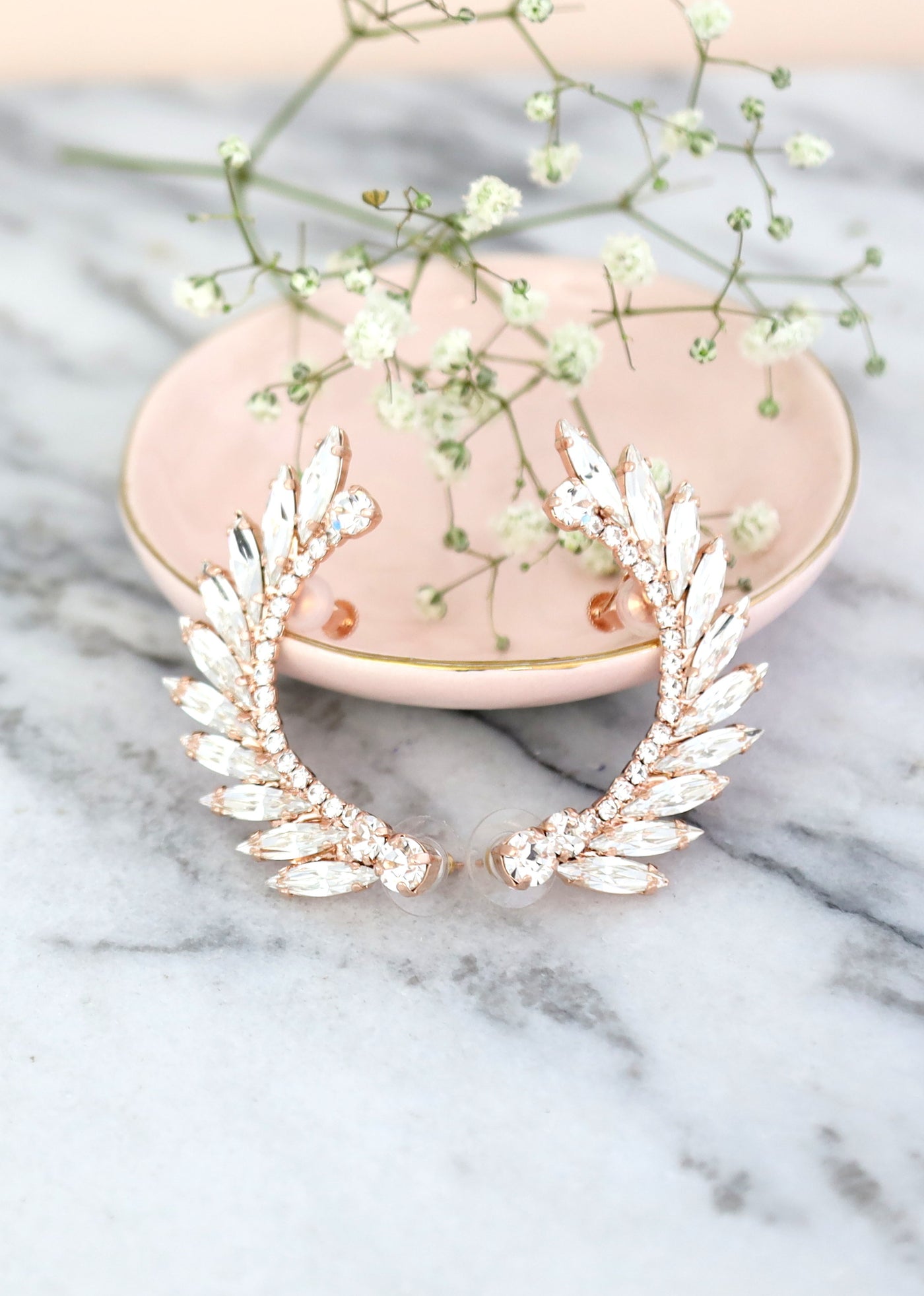 Ear Cuff Earrings, Bridal Climbing Crystal earrings