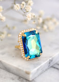 Cocktail Crystal Ring, Statement Blue Crystal Ring