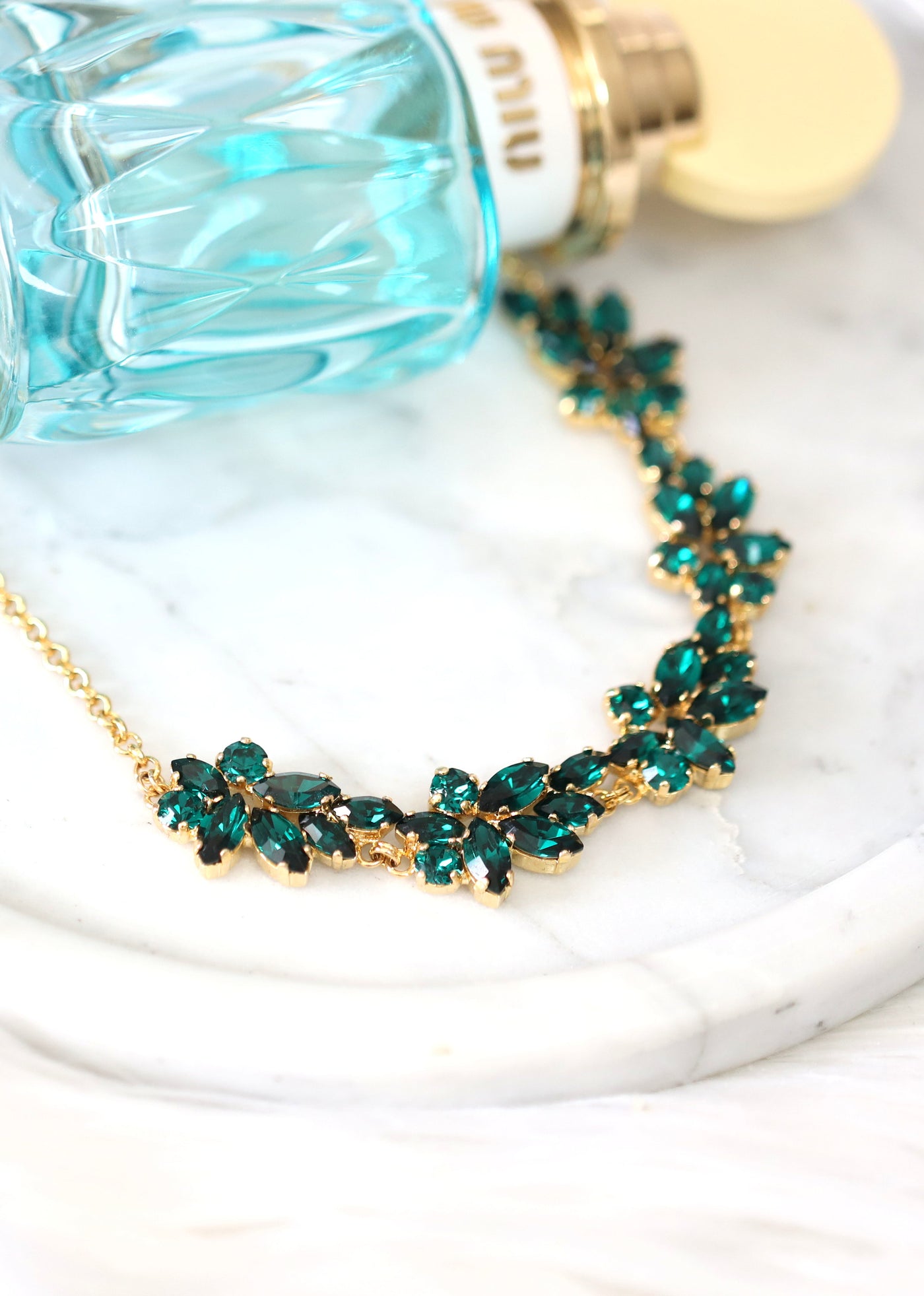 Emerald Green Necklace, Bridal Emerald Necklace