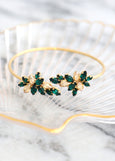 Bridal Emerald Gold Bracelet, Emerald Champagne Crystal Bracelet