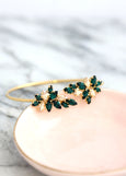 Bridal Emerald Gold Bracelet, Emerald Champagne Crystal Bracelet