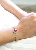 Pink Gold Bracelet, Fuchsia Pink Blue Bracelet, Hot pink Bracelet