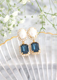 Bridal Navy Blue Earrings, Navy Blue Chandelier Earrings