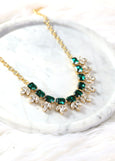 Emerald Necklace, Bridal Emerald Necklace, Bridal Crystal Green Necklace, Bridal Statement Emerald Necklace, Crystal Choker Necklace