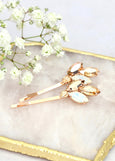 Bridal Hair Pin, Bridal Opal Rose Gold Swarovski Bobby Pin