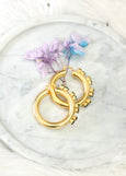 Hoop Earrings, Chunky Hoop Emerald Earrings, Oversize Earrings