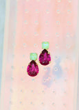 Fuchsia Pink Earrings, Pink Green Earrings, Fuchsia Green Earrings