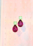 Fuchsia Pink Earrings, Pink Green Earrings, Fuchsia Green Earrings