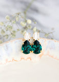 Emerald Green Stud Earrings, Bridal Green Earrings