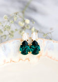 Emerald Green Stud Earrings, Bridal Green Earrings