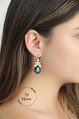 Pink Drop Earrings, Fuchsia Crystal Drop Silver Earrings