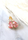 Bridal Pink Drop Earrings, Light Rose Drop Earrings
