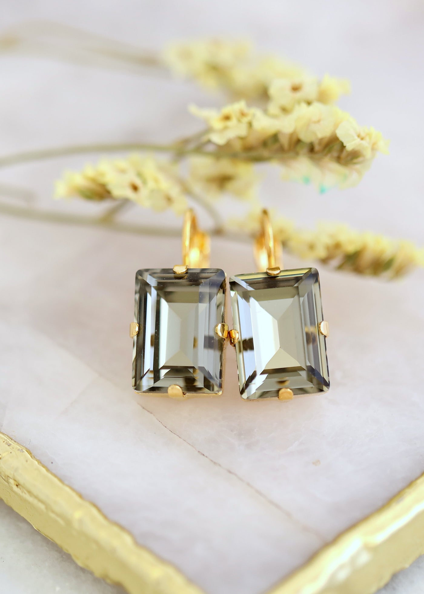 Gray Drop Earrings, Dark Gay Earrings, Bridal Gray Earrings
