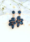 Blue Navy Earrings, Ear Jacket Earrings, Bridal Ear Jacket Earrings