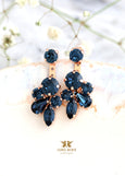 Blue Navy Earrings, Ear Jacket Earrings, Bridal Ear Jacket Earrings