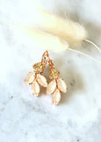 Bridal Ivory Gold Earrings, Ivory Beige Drop Crystal Earrings