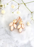 Bridal Ivory Gold Earrings, Ivory Beige Drop Crystal Earrings