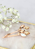 Bridal Hair Pin, Bridal Opal Rose Gold Swarovski Bobby Pin