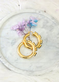 Hoop Earrings, Chunky Hoop Emerald Earrings, Oversize Earrings